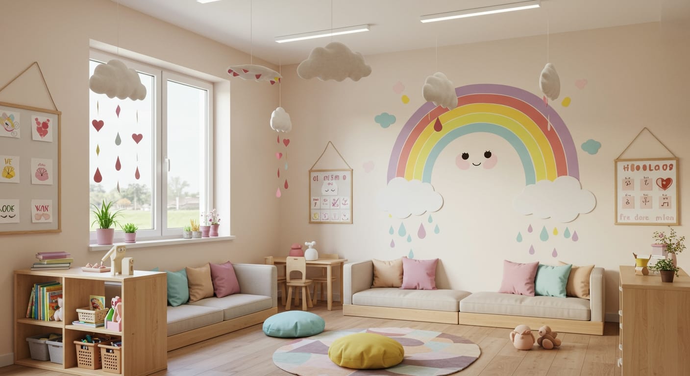 Decoração Chuva de Amor: Um Abraço Afetivo na Sala de Aula
