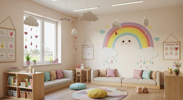 Decoração Chuva de Amor: Um Abraço Afetivo na Sala de Aula